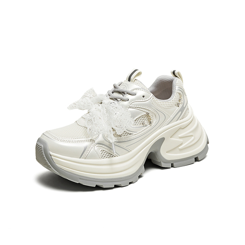 百思图2025夏季新款商场同款时髦运动老爹鞋厚底女休闲鞋D5298BM5