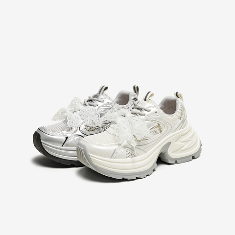 百思图2025夏季新款商场同款时髦运动老爹鞋厚底女休闲鞋D5298BM5