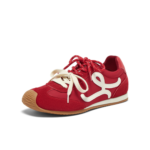 百思图2025夏季新款时髦复古街头运动德训鞋平跟女休闲鞋A1825BM5