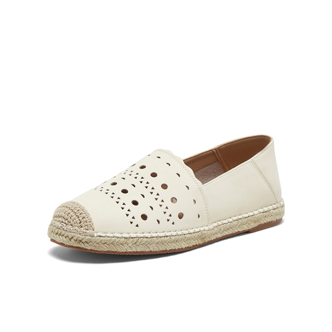 百思图2025夏季新款时尚简约复古休闲渔夫鞋平跟女单鞋B0080BA5