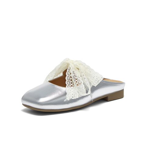 百思图2025夏新款商场同款时尚简约穆勒拖方头粗跟女拖鞋F5192BH5