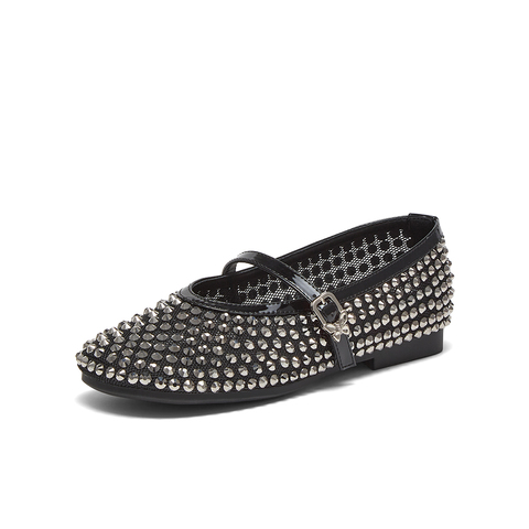 百思图2025夏季新款时髦闪钻通勤玛丽珍鞋浅口女单鞋B3021BQ5