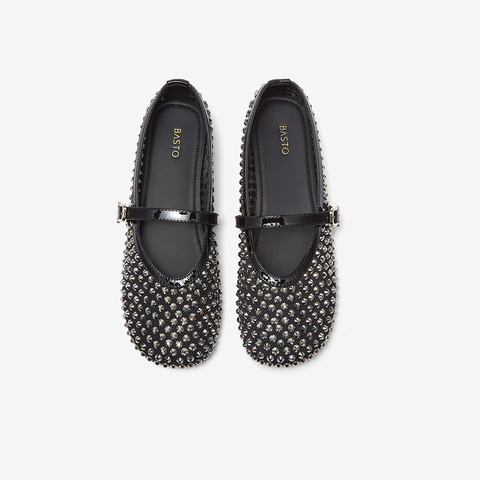 百思图2025夏季新款时髦闪钻通勤玛丽珍鞋浅口女单鞋B3021BQ5