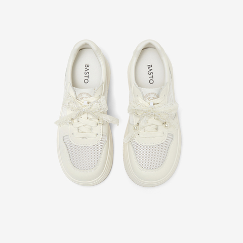 百思图2025夏季新款商场同款时尚潮流小白鞋厚底女休闲鞋VWJ22BM5