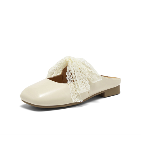 百思图2025夏新款商场同款时尚简约穆勒拖方头粗跟女拖鞋F5192BH5