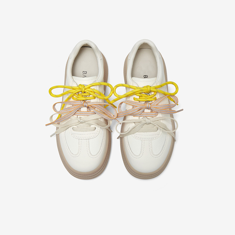 百思图2025春季新款时尚复古运动德训鞋厚底女休闲鞋I7766AM5