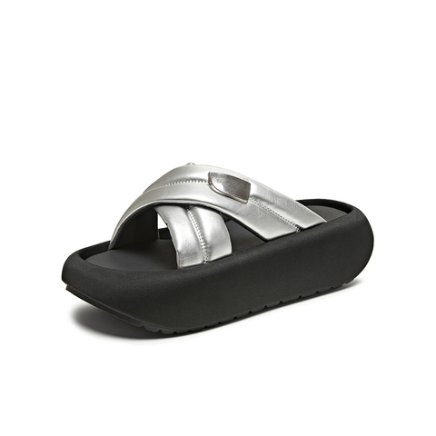 百思图2025夏季新款商场同款时尚简约休闲拖厚底女拖鞋E8820BT5