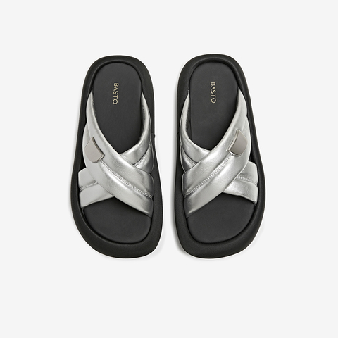 百思图2025夏季新款商场同款时尚简约休闲拖厚底女拖鞋E8820BT5