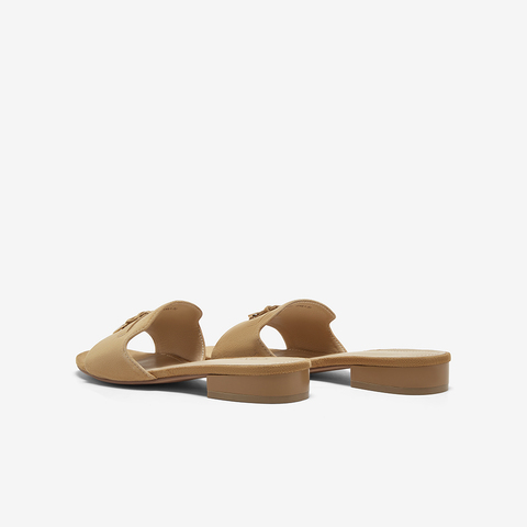 百思图2025夏季新款简约时尚休闲一字拖粗跟女拖鞋C5381BT5