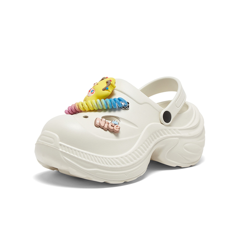 百思图2025夏季新款时尚潮流街头休闲洞洞鞋厚底女拖鞋X0022BH5