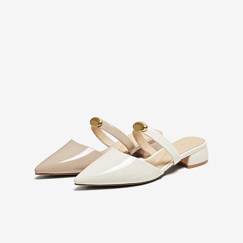 百思图2025夏季新款商场同款潮流尖头穆勒拖粗跟女凉拖鞋B6205BH5