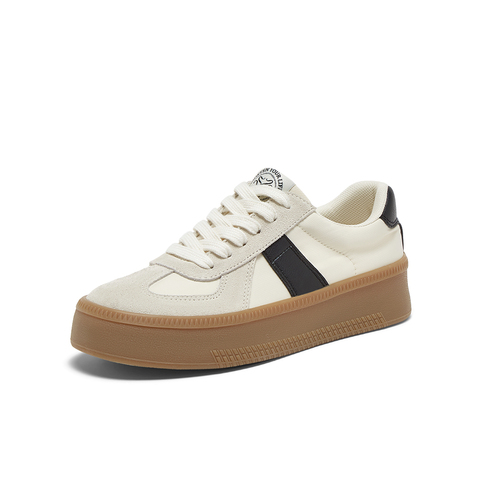 百思图2025春季新款时尚复古运动德训鞋厚底女休闲鞋V2507AM5