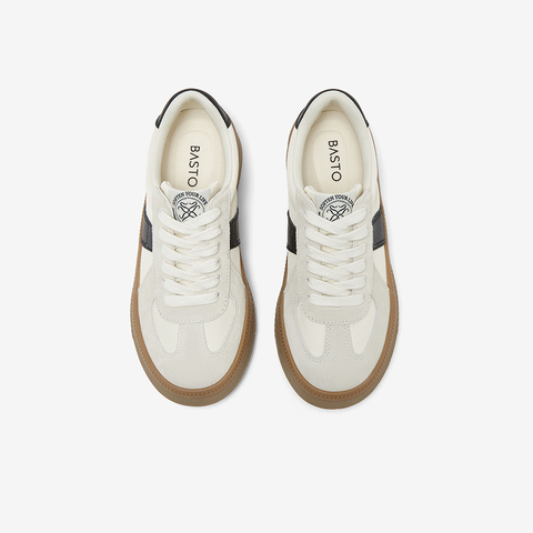 百思图2025春季新款时尚复古运动德训鞋厚底女休闲鞋V2507AM5