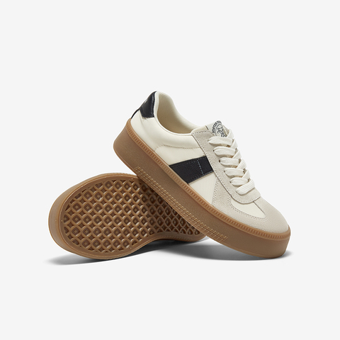 百思图2025春季新款时尚复古运动德训鞋厚底女休闲鞋V2507AM5