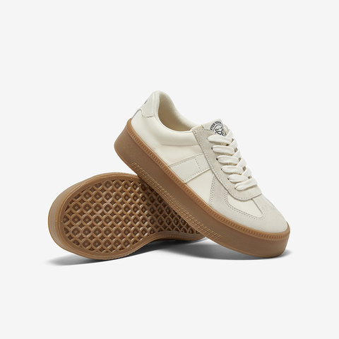 百思图2025春季新款时尚复古运动德训鞋厚底女休闲鞋V2507AM5