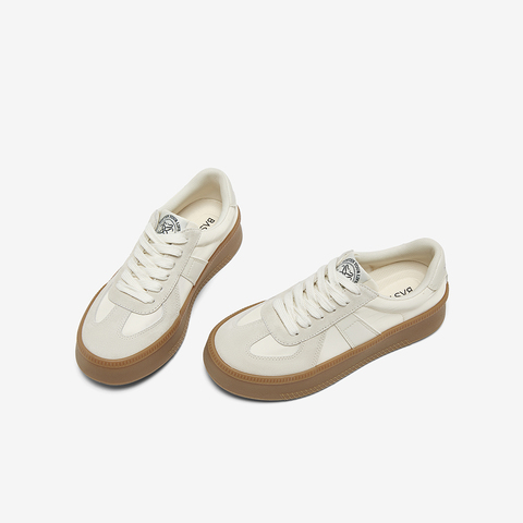 百思图2025春季新款时尚复古运动德训鞋厚底女休闲鞋V2507AM5