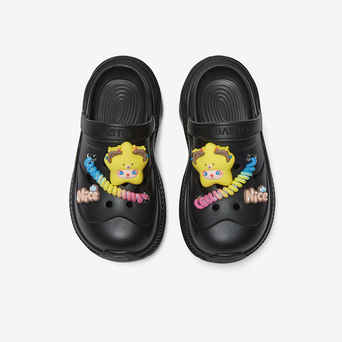 百思图2025夏季新款时尚潮流街头休闲洞洞鞋厚底女拖鞋X0022BH5