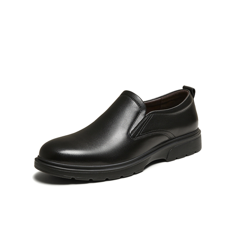 百思图2025春季新款简约商务通勤乐福鞋平跟男休闲皮鞋30270AM5