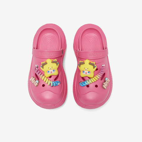 百思图2025夏季新款时尚潮流街头休闲洞洞鞋厚底女拖鞋X0022BH5