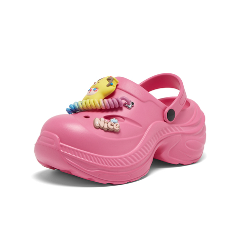 百思图2025夏季新款时尚潮流街头休闲洞洞鞋厚底女拖鞋X0022BH5