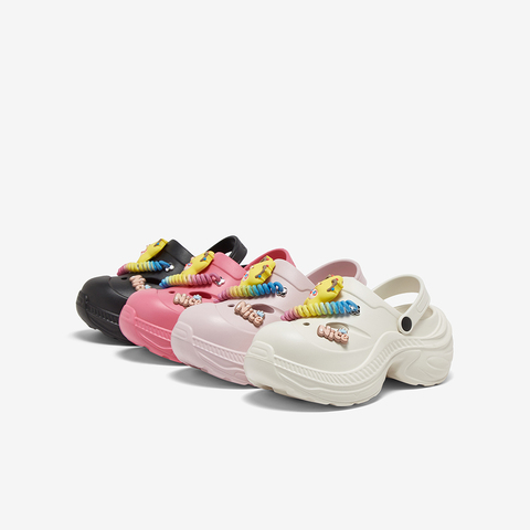 百思图2025夏季新款时尚潮流街头休闲洞洞鞋厚底女拖鞋X0022BH5