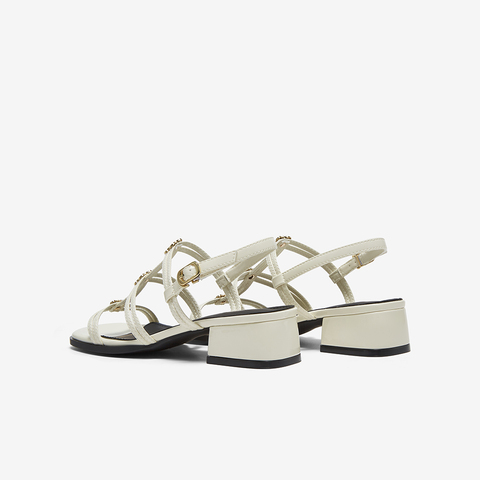 百思图2025夏季新款时尚潮流复古风罗马凉粗跟女凉鞋B5378BL5