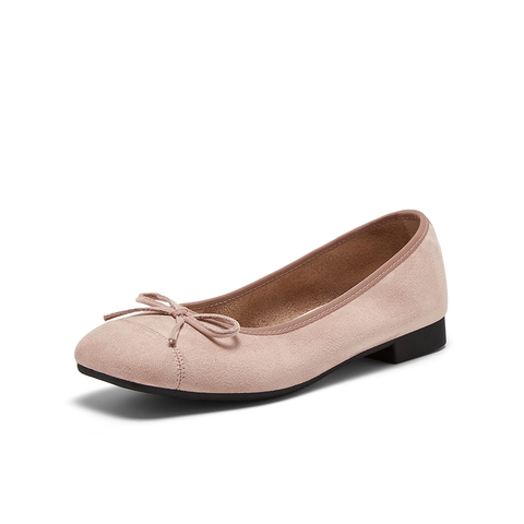 百思图2025秋季新款简约时尚蝴蝶结浅口方头女单鞋B2700CQ5