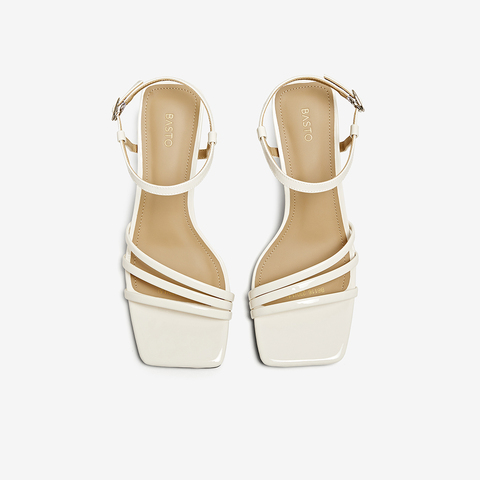 百思图2025夏季新款简约时尚通勤一字带细高跟女凉鞋B6116BL5