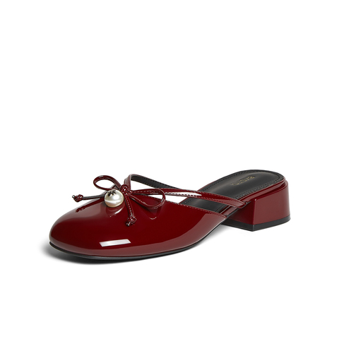 百思图2025夏季新款简约时尚休闲穆勒鞋粗跟圆头女单鞋B3017BH5