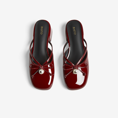 百思图2025夏季新款简约时尚休闲穆勒鞋粗跟圆头女单鞋B3017BH5