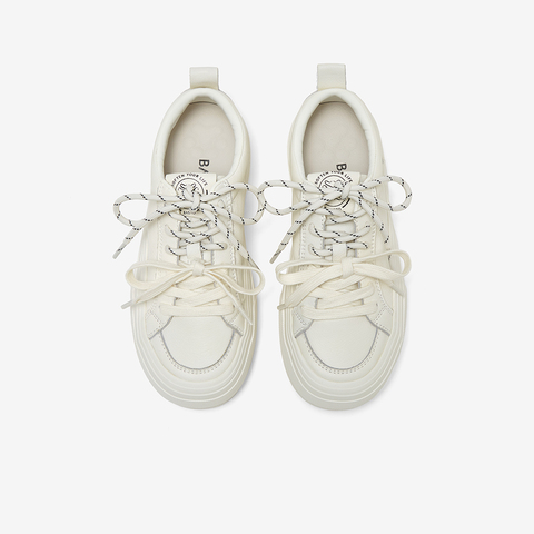 百思图2025春季新款商场同款时尚运动板鞋厚底女休闲鞋I7730AM5