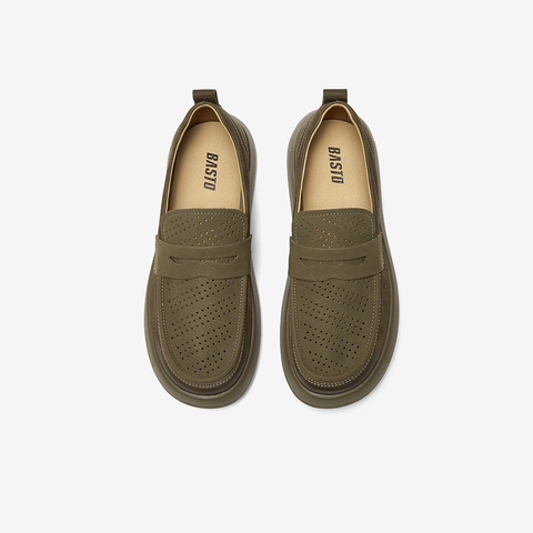 百思图2025夏新款商场同款简约商务乐福鞋厚底男休闲皮鞋58855BM5