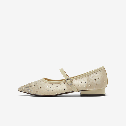 百思图2025夏季新款简约复古玛丽珍鞋粗跟尖头女浅口单鞋K5009BQ5