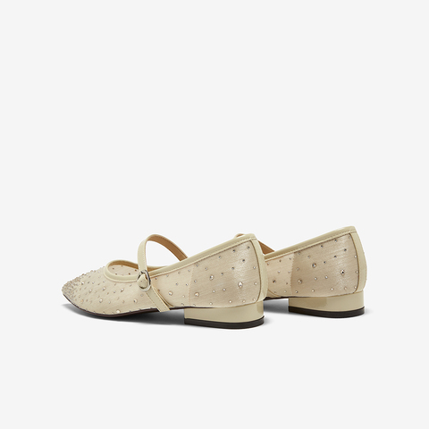 百思图2025夏季新款简约复古玛丽珍鞋粗跟尖头女浅口单鞋K5009BQ5