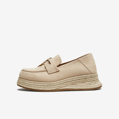 百思图2025秋季新款简约复古乐福鞋厚底增高女单鞋B0515CA5