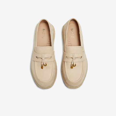 百思图2025秋季新款简约复古乐福鞋厚底增高女单鞋B0515CA5