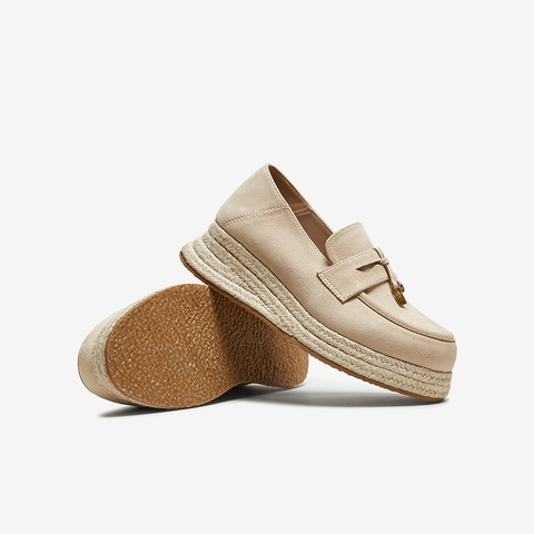 百思图2025秋季新款简约复古乐福鞋厚底增高女单鞋B0515CA5