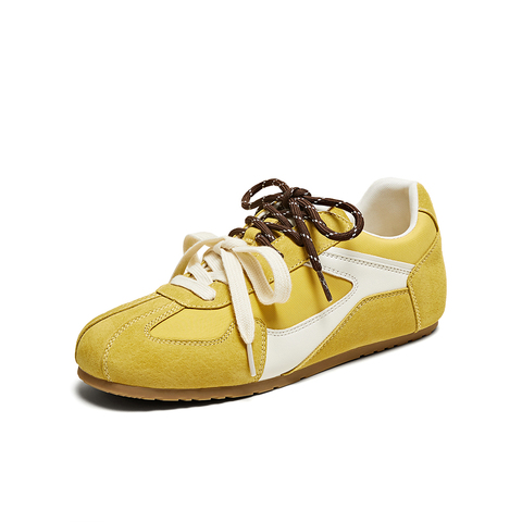 百思图2025春季新款商场同款复古运动德训鞋平跟女休闲鞋A1915AM5