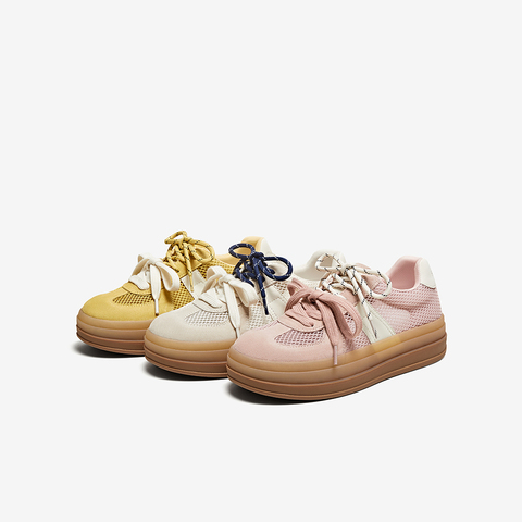 百思图2025夏季新款时尚街头运动复古德训鞋厚底女休闲鞋D3083BM5