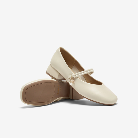 百思图2025春季新款时尚简约法式玛丽珍鞋粗跟女单鞋W8910AQ5