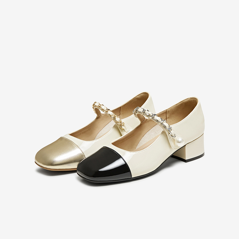 百思图2025夏季新款时髦法式小香风玛丽珍鞋粗跟女单鞋W1227BQ5