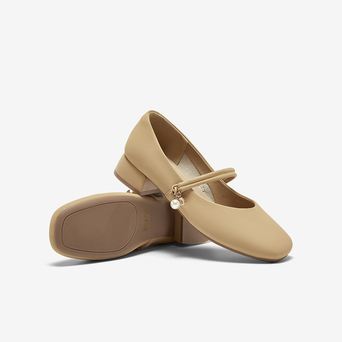 百思图2025春季新款时尚简约法式玛丽珍鞋粗跟女单鞋W8910AQ5