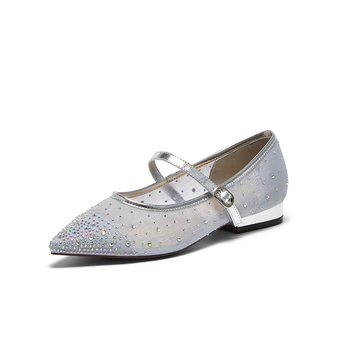 百思图2025夏季新款简约复古玛丽珍鞋粗跟尖头女浅口单鞋K5009BQ5