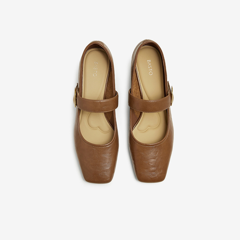 百思图2025春季新款时尚复古玛丽珍鞋粗跟方头女单鞋M1509AQ5