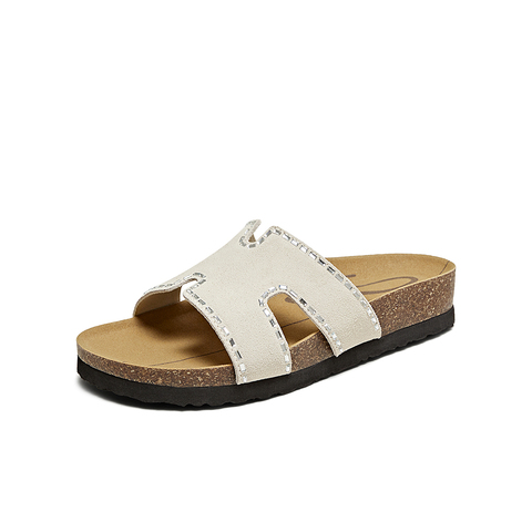 百思图2025夏季新款简约时尚户外休闲一字拖厚底女凉拖鞋BV261BT5