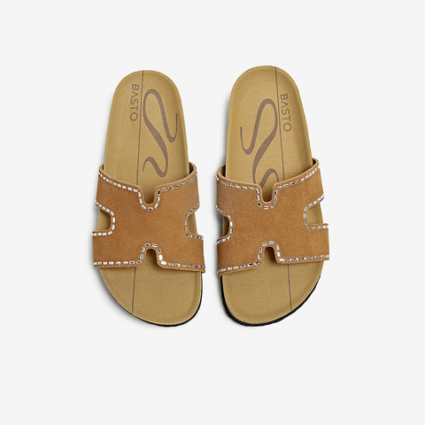 百思图2025夏季新款简约时尚户外休闲一字拖厚底女凉拖鞋BV261BT5