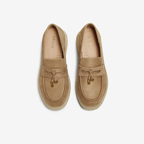 百思图2025秋季新款简约复古乐福鞋厚底增高女单鞋B0515CA5