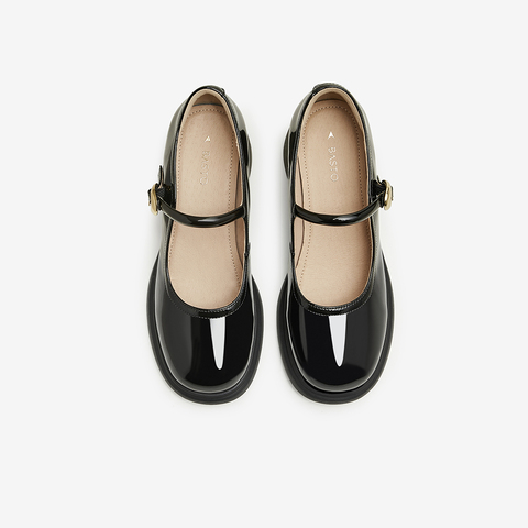 百思图2025春季新款商场同款复古法式玛丽珍鞋粗跟女单鞋JA610AQ5