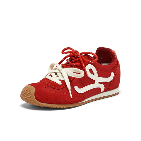 百思图2025秋季新款时尚复古街头运动德训鞋平跟女休闲鞋A1834CM5