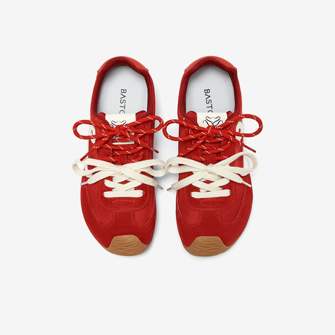 百思图2025秋季新款时尚复古街头运动德训鞋平跟女休闲鞋A1834CM5